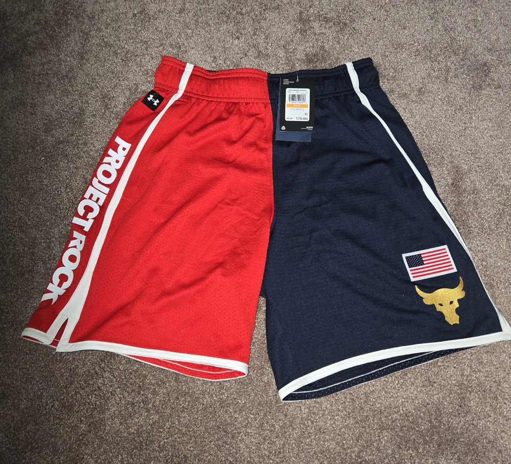 Under Armour Project Rock Red and Navy Shorts